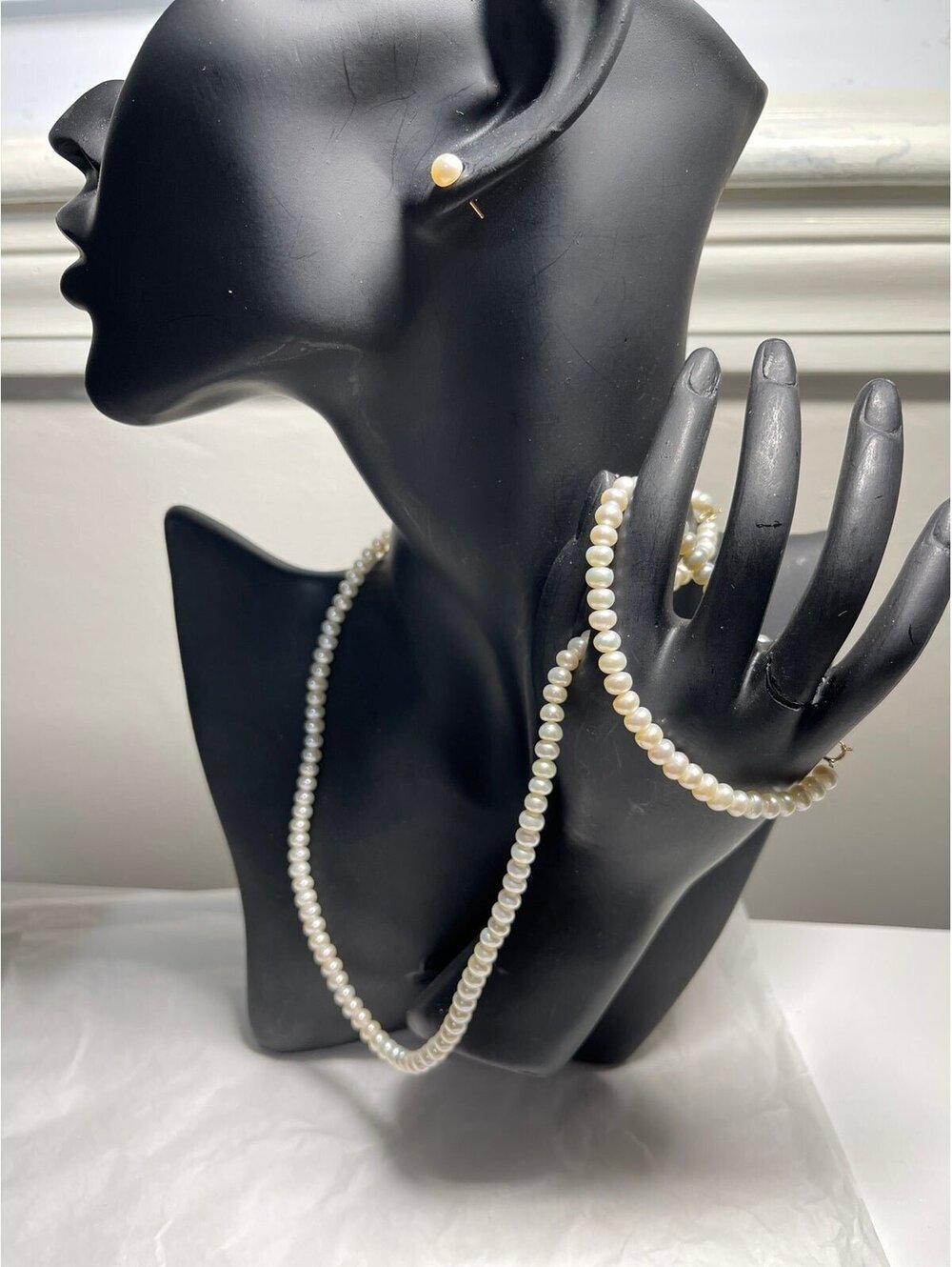 Freshwater Pearl 10K Gold Necklace Bracelet Set